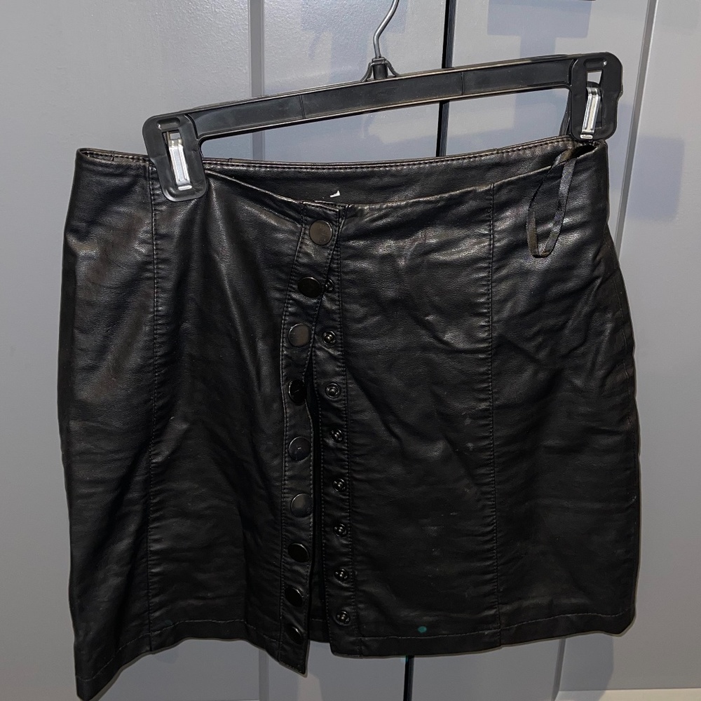 Free People - Button Up Leather Skirt